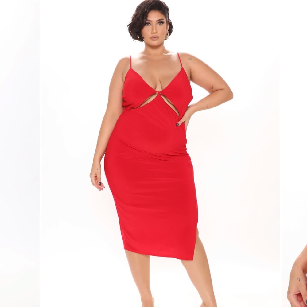 Sexy Red Slit Midi Dress